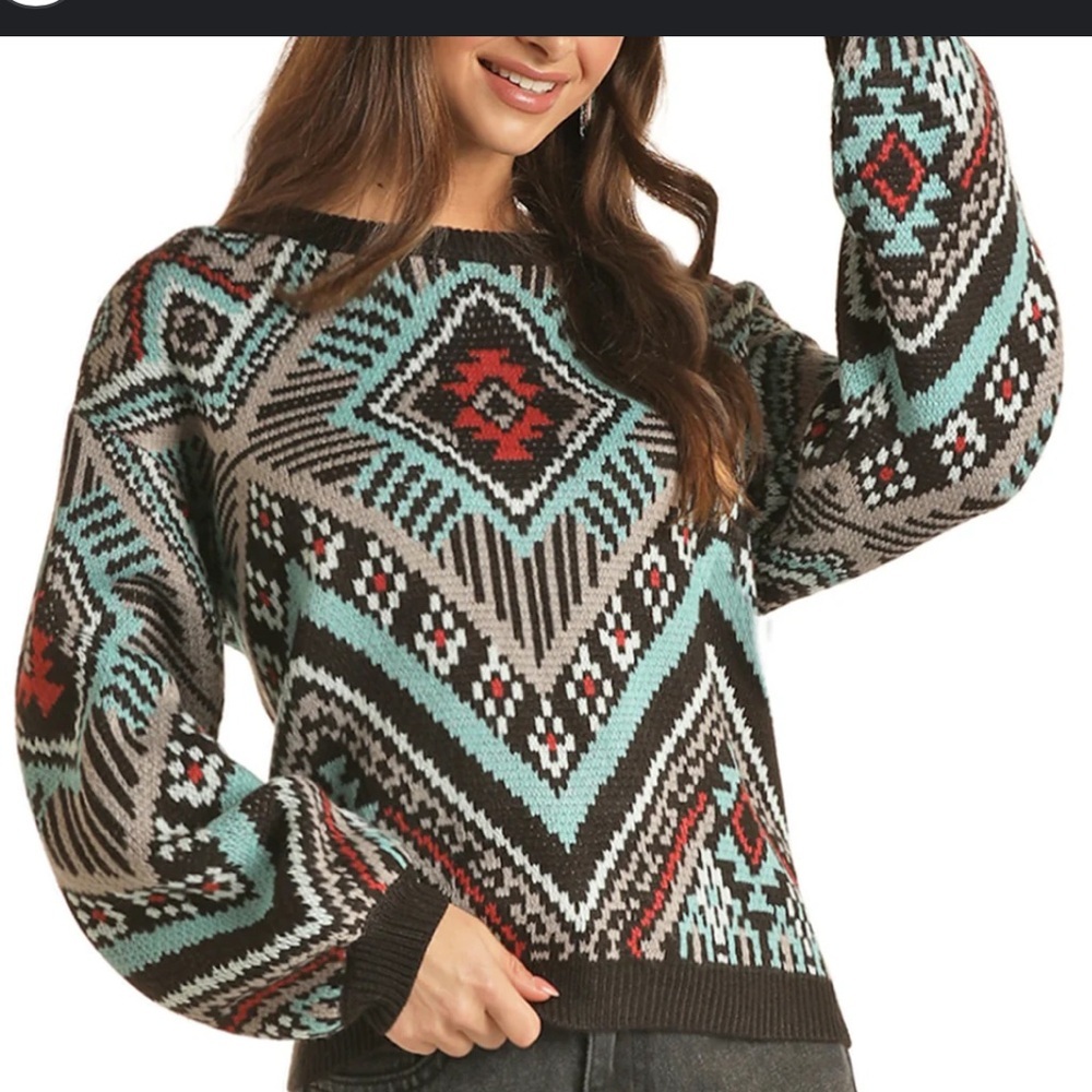 Rock & Roll Denim Size M Patterned Sweater
